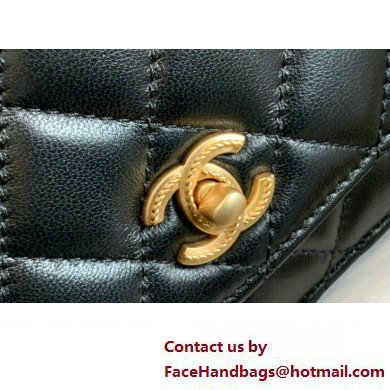 Chanel Lambskin Wallet On Chain Bag Black with Top Handle 2023