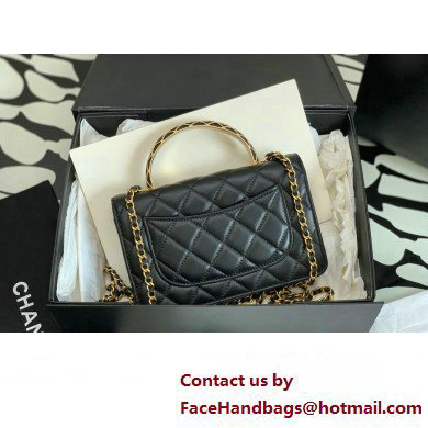 Chanel Lambskin Wallet On Chain Bag Black with Top Handle 2023