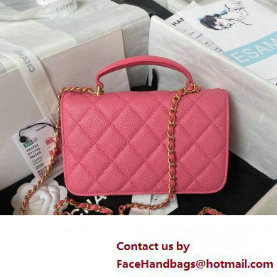 Chanel Mini Flap Bag with Top Handle AS4284 Pink 2023