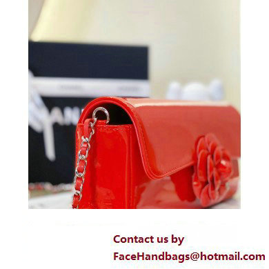 Chanel Plexi Clutch with Chain and Camellia red 2023