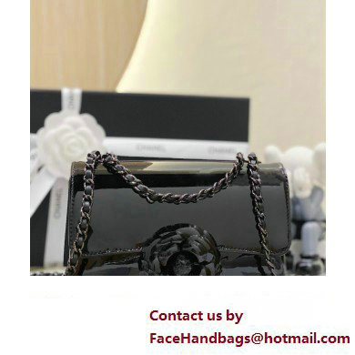 Chanel Plexi Mini Flap bag with Camellia black 2023