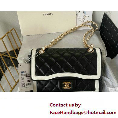 Chanel Quilted Lambskin Small Flap Bag AS4037 Black/White 2023