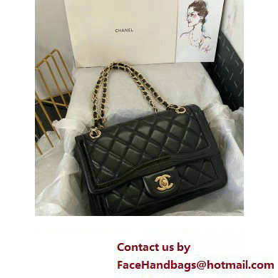 Chanel Quilted Lambskin Small Flap Bag AS4037 Black/White 2023