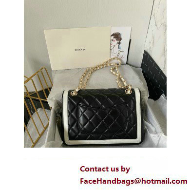 Chanel Quilted Lambskin Small Flap Bag AS4037 Black/White 2023