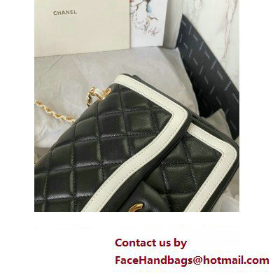 Chanel Quilted Lambskin Small Flap Bag AS4037 Black/White 2023