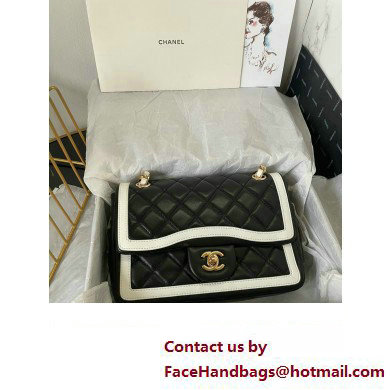 Chanel Quilted Lambskin Small Flap Bag AS4037 Black/White 2023