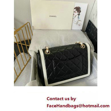 Chanel Quilted Lambskin Small Flap Bag AS4037 Black/White 2023