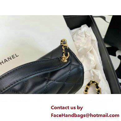 Chanel Shiny Aged Calfskin Phone Holder with Chain Bag AP3367 Black 2023