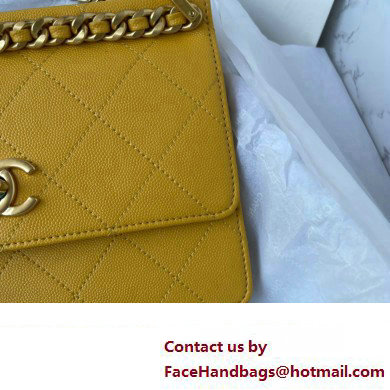 Chanel Small Flap Bag in Grained Calfskin as4169 yellow 2023