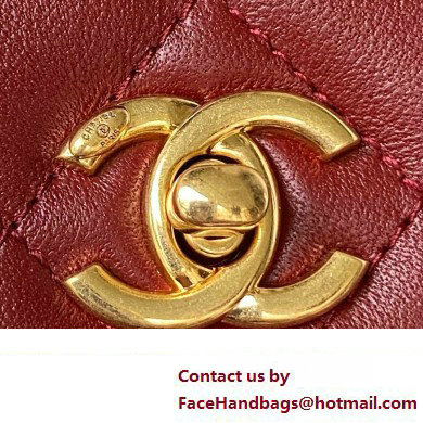 Chanel Wallet on Chain WOC Bag in Lambskin and Imitation Pearls AP3504 Burgundy 2023