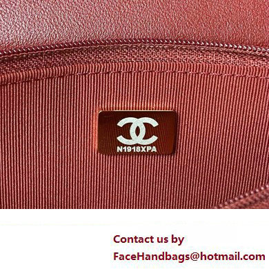 Chanel Wallet on Chain WOC Bag in Lambskin and Imitation Pearls AP3504 Burgundy 2023