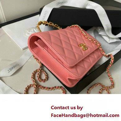 Chanel Wallet on Chain WOC Bag in Lambskin and Imitation Pearls AP3504 Pink 2023