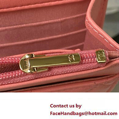 Chanel Wallet on Chain WOC Bag in Lambskin and Imitation Pearls AP3504 Pink 2023