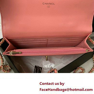 Chanel Wallet on Chain WOC Bag in Lambskin and Imitation Pearls AP3504 Pink 2023