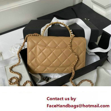 Chanel Wallet on Chain in Lambskin and Imitation Pearls AP3504 khaki 2023