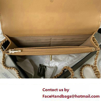 Chanel Wallet on Chain in Lambskin and Imitation Pearls AP3504 khaki 2023