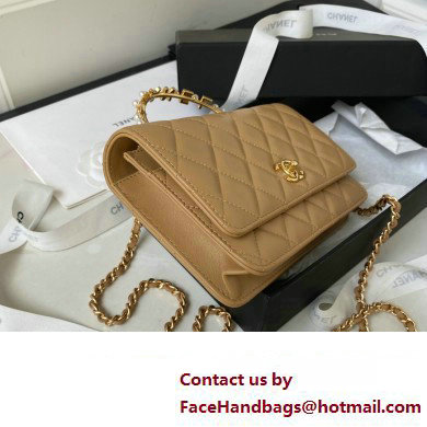 Chanel Wallet on Chain in Lambskin and Imitation Pearls AP3504 khaki 2023