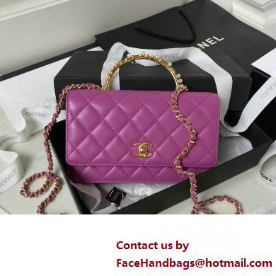 Chanel Wallet on Chain in Lambskin and Imitation Pearls AP3504 purple 2023