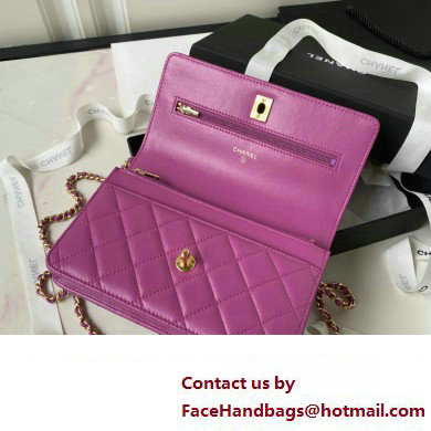 Chanel Wallet on Chain in Lambskin and Imitation Pearls AP3504 purple 2023