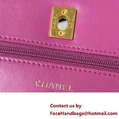 Chanel Wallet on Chain in Lambskin and Imitation Pearls AP3504 purple 2023