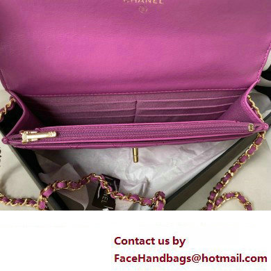 Chanel Wallet on Chain in Lambskin and Imitation Pearls AP3504 purple 2023