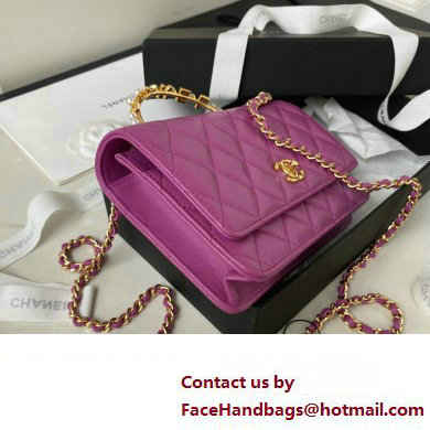 Chanel Wallet on Chain in Lambskin and Imitation Pearls AP3504 purple 2023