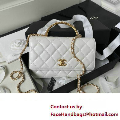 Chanel Wallet on Chain in Lambskin and Imitation Pearls AP3504 white 2023