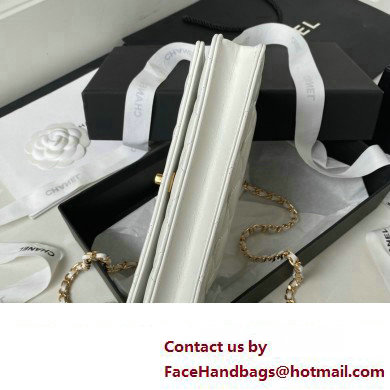 Chanel Wallet on Chain in Lambskin and Imitation Pearls AP3504 white 2023