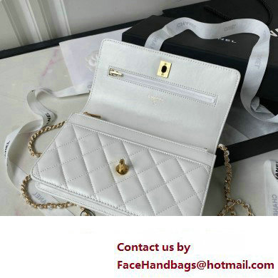 Chanel Wallet on Chain in Lambskin and Imitation Pearls AP3504 white 2023