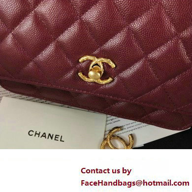 Chanel Wallet on Chain in Pearly Grained Calfskin AP3479 burgundy 2023