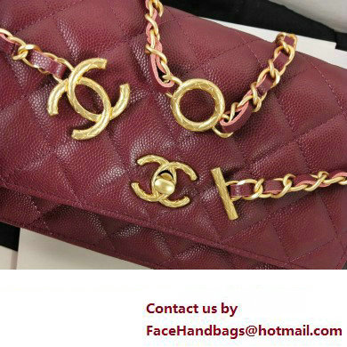 Chanel Wallet on Chain in Pearly Grained Calfskin AP3479 burgundy 2023