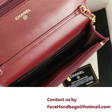 Chanel Wallet on Chain in Pearly Grained Calfskin AP3479 burgundy 2023