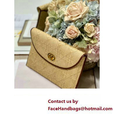 Dior 30 Montaigne Avenue Pouch with Flap bag in Natural Cannage Raffia