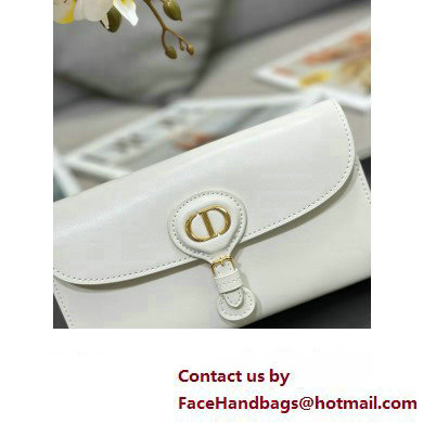 Dior Bobby East-West Pouch with Chain in Smooth Calfskin white 2023