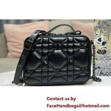 Dior Caro Box Bag in Quilted Macrocannage Calfskin Black