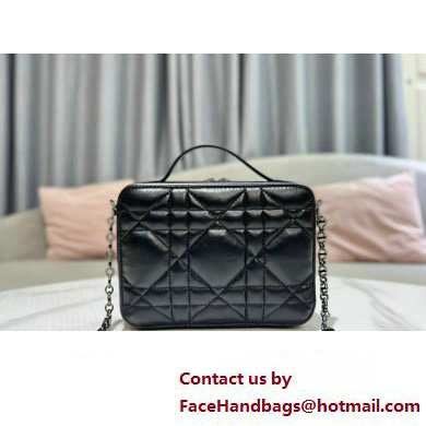 Dior Caro Box Bag in Quilted Macrocannage Calfskin Black