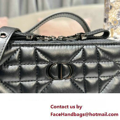 Dior Caro Box Bag in Quilted Macrocannage Calfskin Black