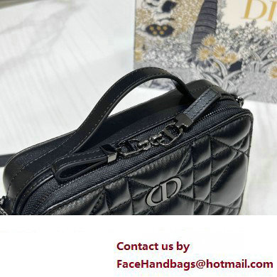 Dior Caro Box Bag in Quilted Macrocannage Calfskin Black