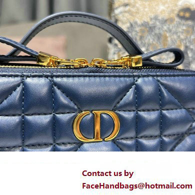 Dior Caro Box Bag in Quilted Macrocannage Calfskin Blue