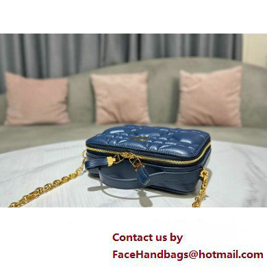 Dior Caro Box Bag in Quilted Macrocannage Calfskin Blue