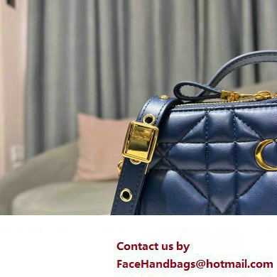 Dior Caro Box Bag in Quilted Macrocannage Calfskin Blue