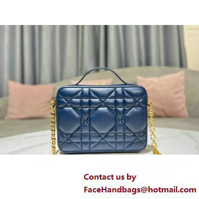 Dior Caro Box Bag in Quilted Macrocannage Calfskin Blue