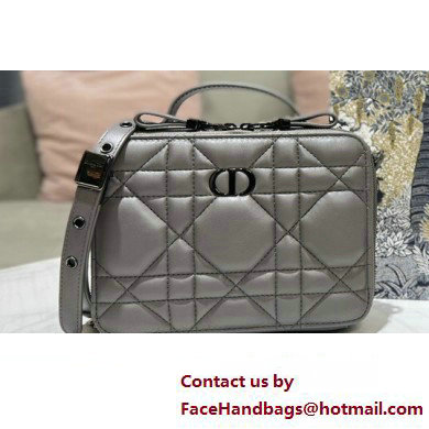 Dior Caro Box Bag in Quilted Macrocannage Calfskin Gray - Click Image to Close