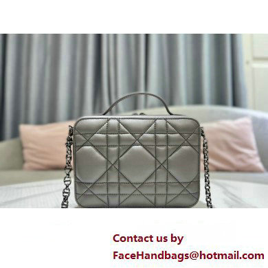 Dior Caro Box Bag in Quilted Macrocannage Calfskin Gray