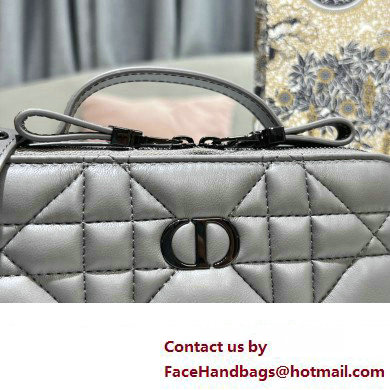 Dior Caro Box Bag in Quilted Macrocannage Calfskin Gray