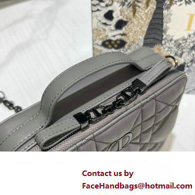 Dior Caro Box Bag in Quilted Macrocannage Calfskin Gray