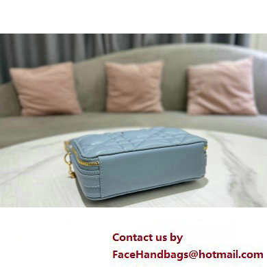 Dior Caro Box Bag in Quilted Macrocannage Calfskin Light Blue