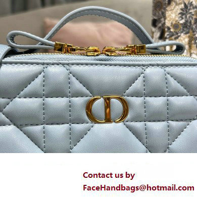 Dior Caro Box Bag in Quilted Macrocannage Calfskin Light Blue