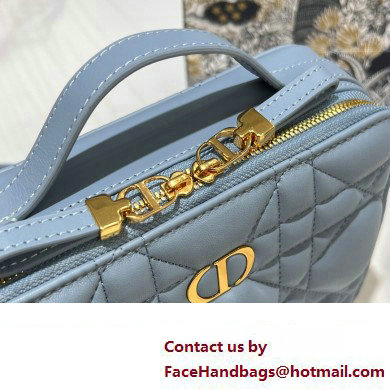 Dior Caro Box Bag in Quilted Macrocannage Calfskin Light Blue