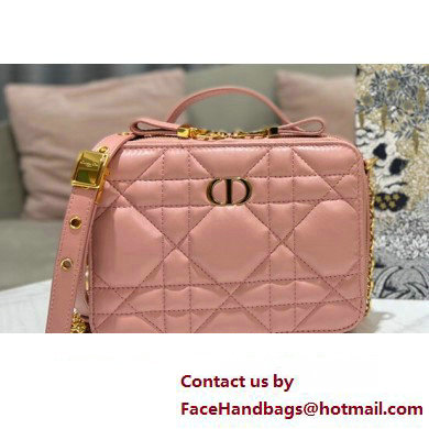 Dior Caro Box Bag in Quilted Macrocannage Calfskin Pink